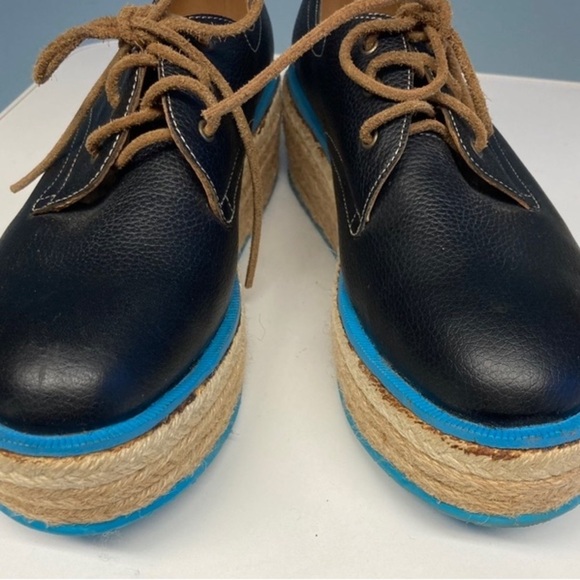 JOHN FLUEVOG Sz 7 Espadrille Sole Leather Lace Up Sneakers Shoes - Picture 3 of 16